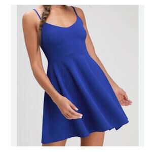 LULUS royal blue a-line skater dress sz S